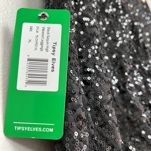 Tipsy Elves Women’s Black Sequin High Waisted Leggings Women Size XL - Picture 5 of 8